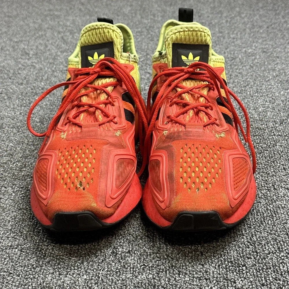 Adidas ZX 2K Boost Sneakers Mens Sz 8.5 Flux Solar Yellow/Hi-Res Red Shoes.